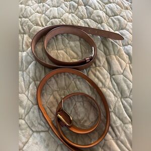 (2) Brown Leather Women’s Belts